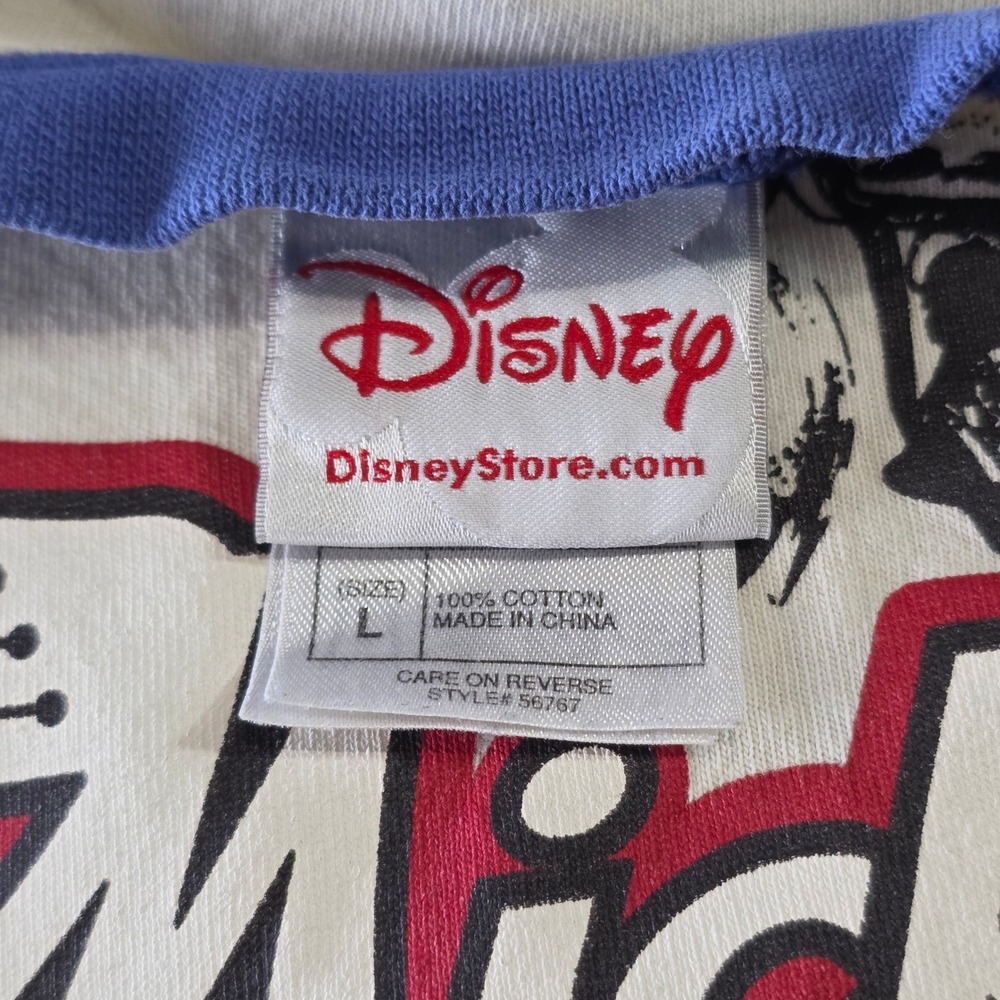 Disney Store Mickey Mouse Motorcycle Ringer Tee White Blue Mens Large 56767 - Picture 9 of 10